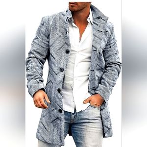 Mens Single Breasted Pea Coat Size Large